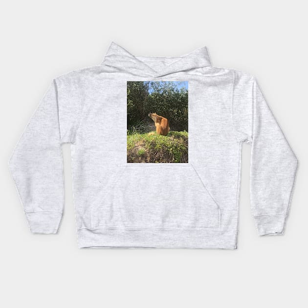 Australian dingo scratching Kids Hoodie by Captain-Jackson